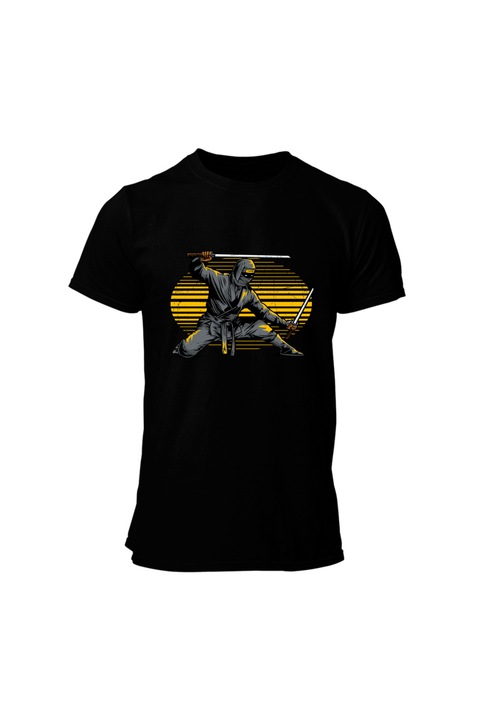Tricou barbati, HAPPYMERCH, Ninja, Negru, L INTL