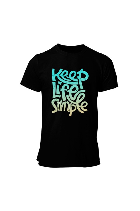 Tricou barbati, HAPPYMERCH, Keep life simple, Negru, 2XL INTL