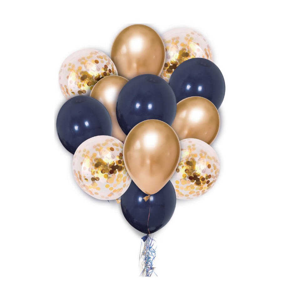 Set 12 baloane , latex , bleumarin si auriu , 30 cm