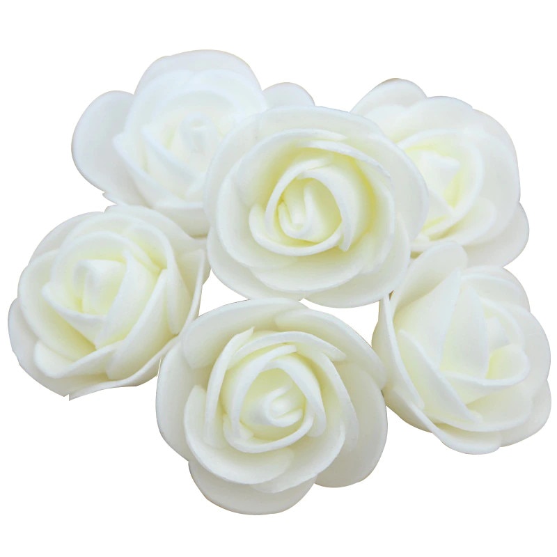 Set de 500 trandafiri de spuma, de 3 cm, crem