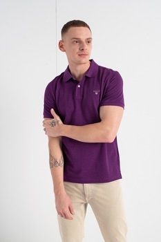 Gant, Tricou polo de bumbac cu logo brodat, Ametist Gant, Tricou polo de bumbac cu logo brodat, Ametist