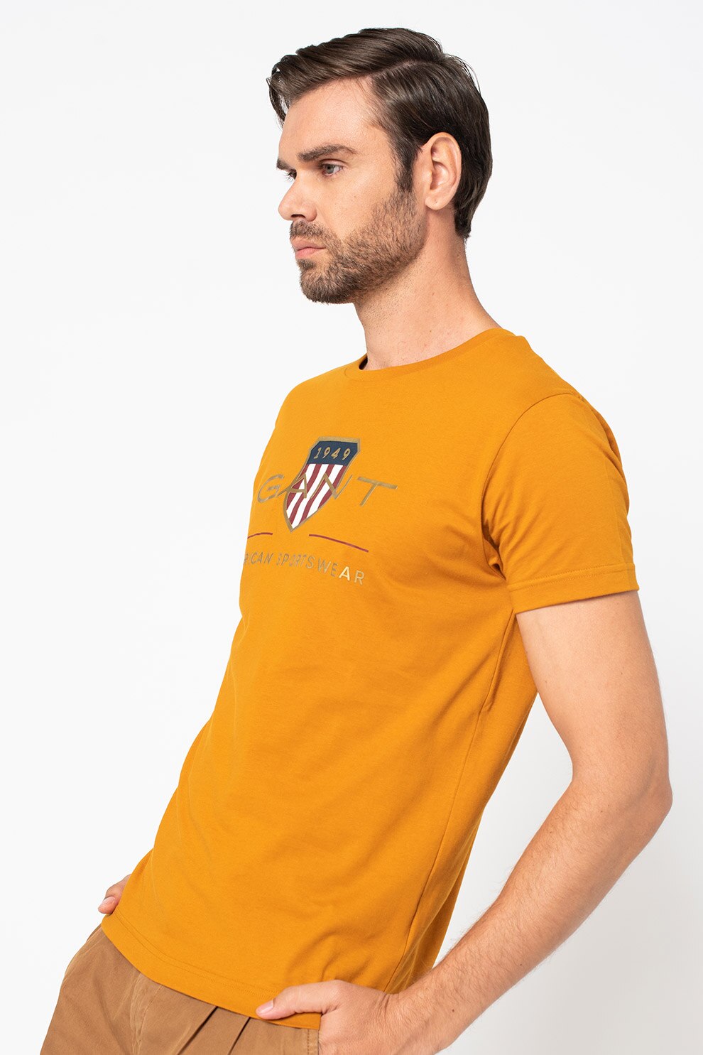 Gant, Tricou cu logo Archive Shield, Ocru