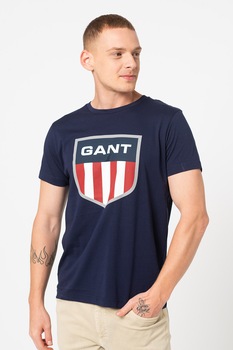 Gant, Tricou de bumbac cu imprimeu logo, Bleumarin/Rosu/Alb