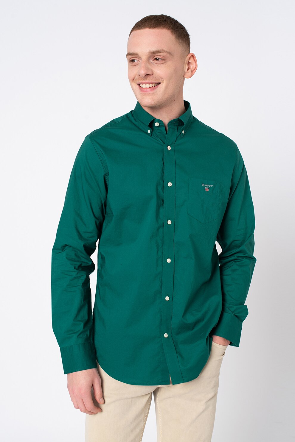 Gant, Camasa Oxford cu buzunar pe piept, Verde