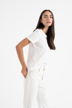 Gant, Tricou cu decolteu la baza gatului, Alb optic Gant, Tricou cu decolteu la baza gatului, Alb optic