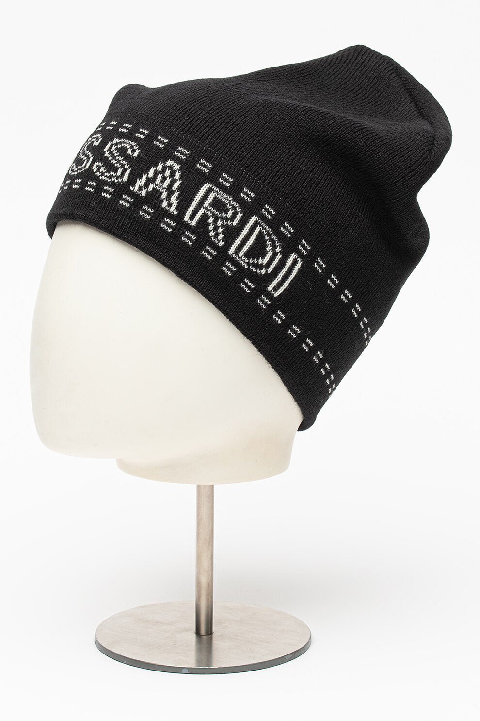 Trussardi, Caciula din amestec de lana cu logo, Negru/Alb
