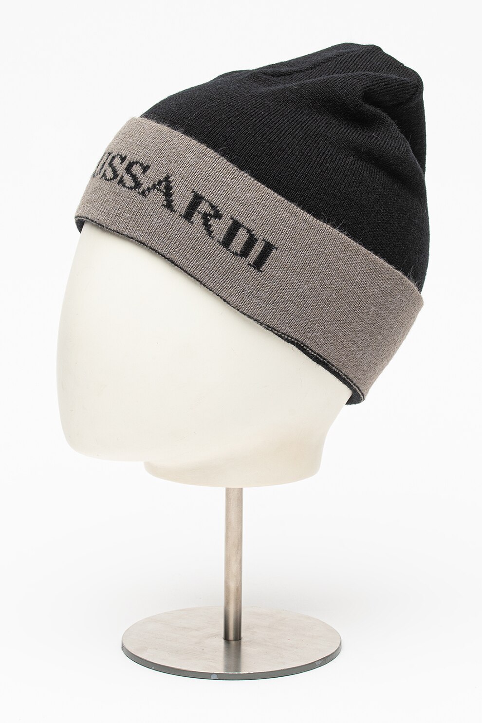 Trussardi, Caciula cu aspect colorblock, Negru/Gri inchis