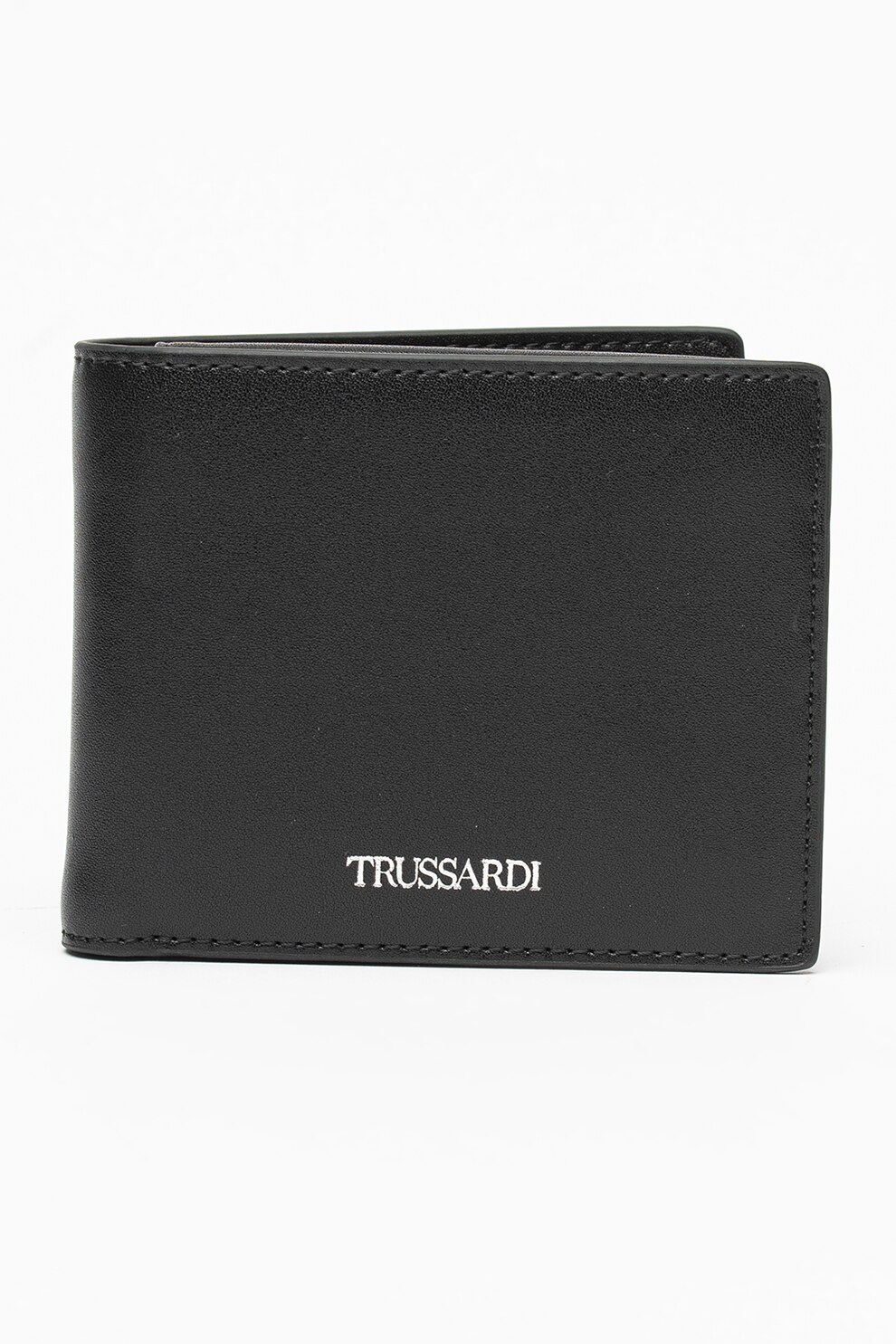 Trussardi, Portofel de piele cu portcart detasabil, Negru