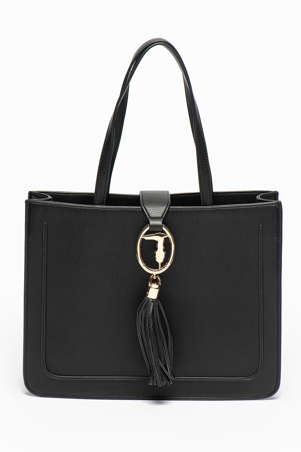 Trussardi, Geanta shopper de piele ecologica Ellie, Negru