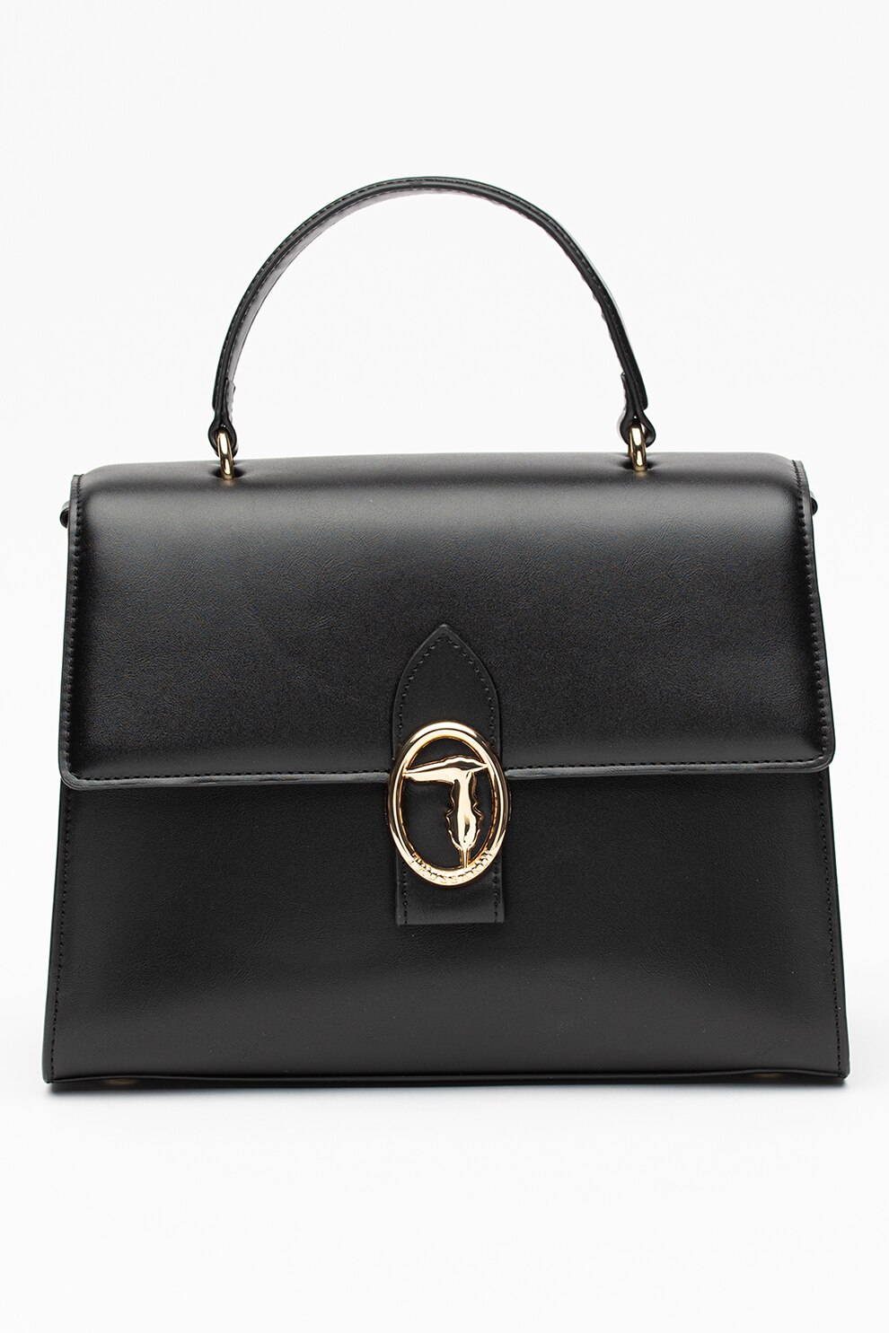 Trussardi, Geanta tote de piele ecologica cu clapa Grace, Negru