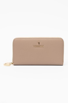 Trussardi, Portofel de piele ecologica cu fermoar Lily, Maro taupe deschis Trussardi, Portofel de piele ecologica cu fermoar Lily, Maro taupe deschis