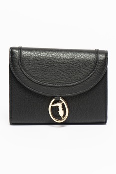 Trussardi, Portofel de piele ecologica Ellie, Negru Trussardi, Portofel de piele ecologica Ellie, Negru