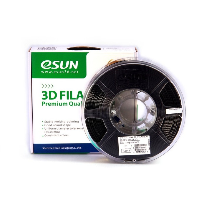Консуматив ESUN за 3D принтер, ABS, 3.00 mm, 1 kg, Черен