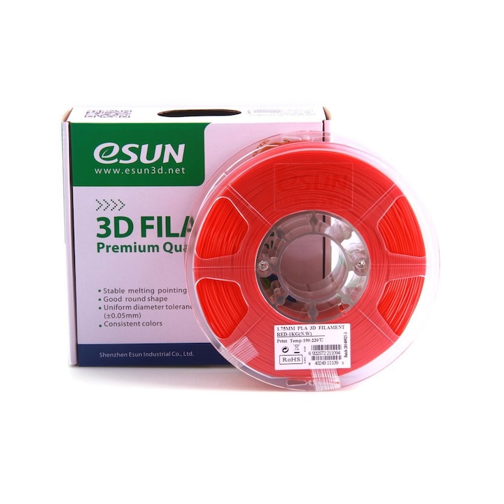 Консуматив ESUN за 3D принтер, PLA, 1.75 mm, 1 kg, Червен