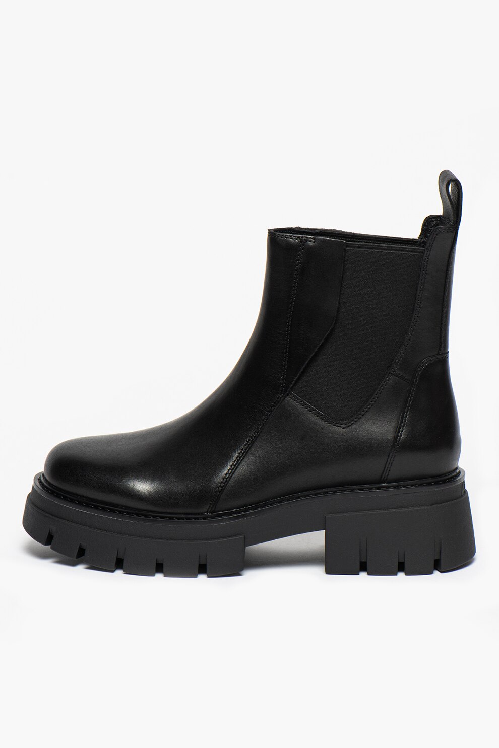 ASH, Ghete Chelsea de piele cu insertii din material textil Links, Negru