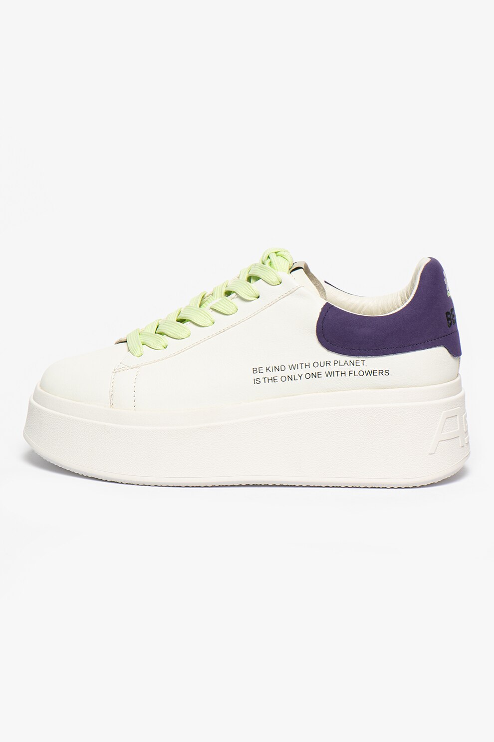 ASH, Pantofi sport de piele Moby Be Kind, alb, indigo, verde fistic