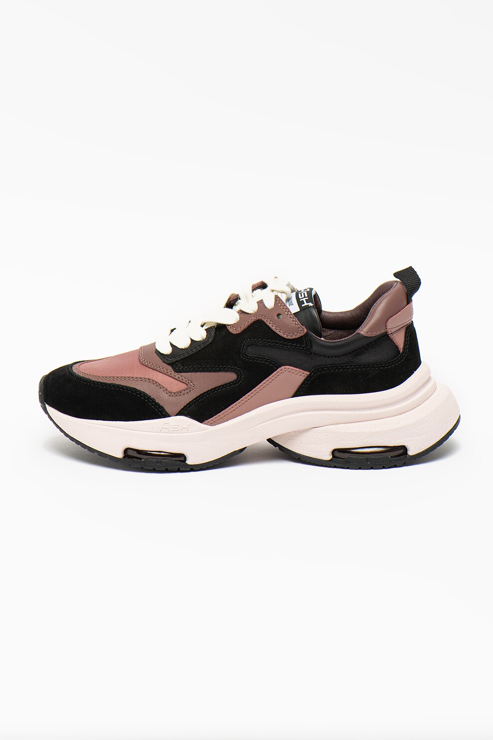 ASH, Pantofi sport din piele si piele intoarsa Octopus, Negru/Violet prafuit