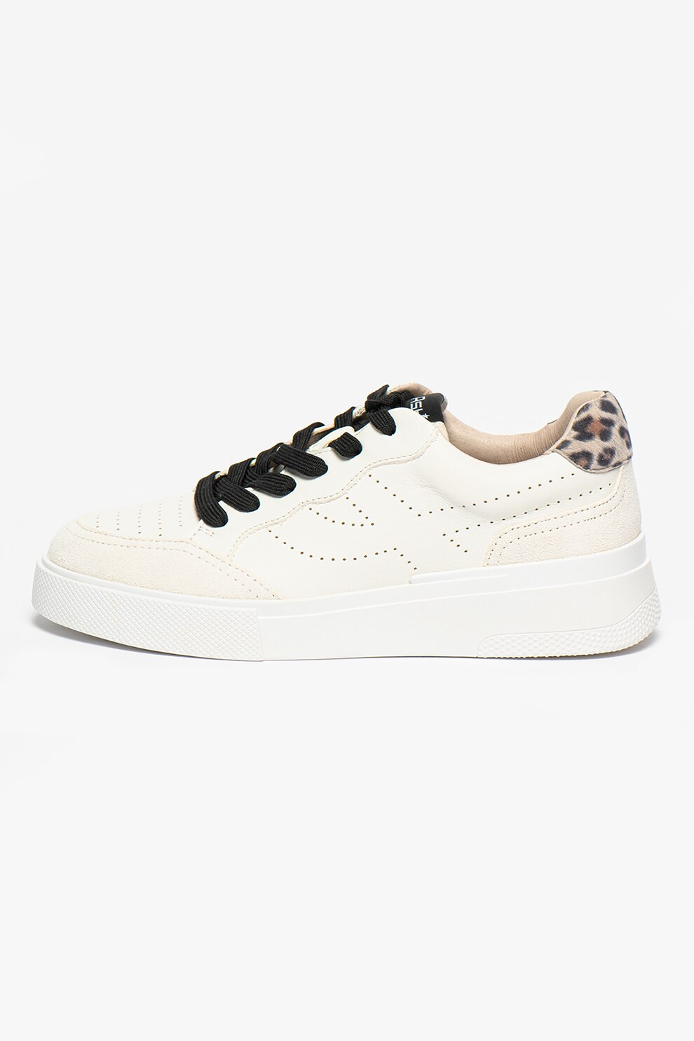 ASH, Pantofi sport de piele Free, alb, maro nisip, gri inchis