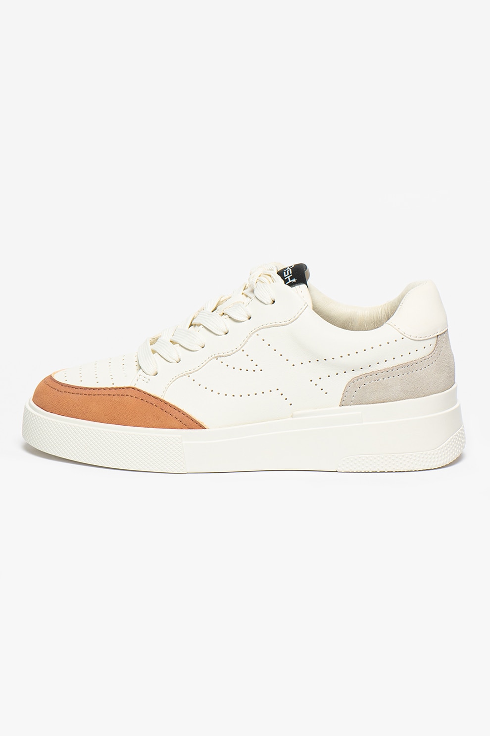 ASH, Pantofi sport de piele cu garnituri de piele intoarsa Free, Alb/Oranj persan