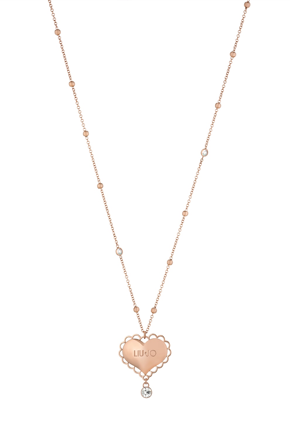 Liu Jo, Colier cu pandantiv inima si cristale, Auriu rose