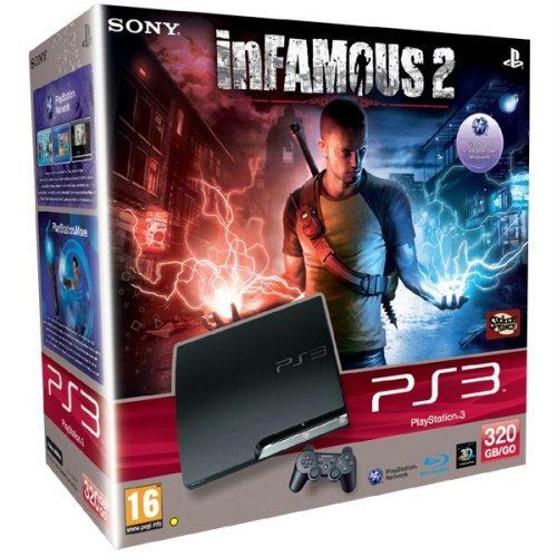 Consola Sony Playstation 3 Slim, 320GB, Neagra + Joc Infamous 2