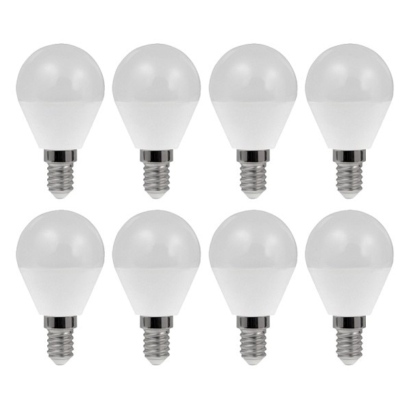 Set 8 becuri EX-3041 E14, tip glob, 4W, 25000 ore, lumina calda