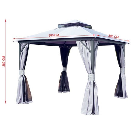 Pavilion impermeabil Kring Bermuda cu protectie UV pentru gradina / terasa / curte, poliester , 300x300 cm