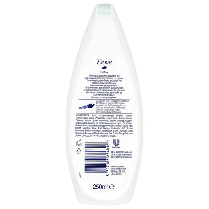 Gel de dus, Dove, Purifying Detox Green Clay, 250 ml