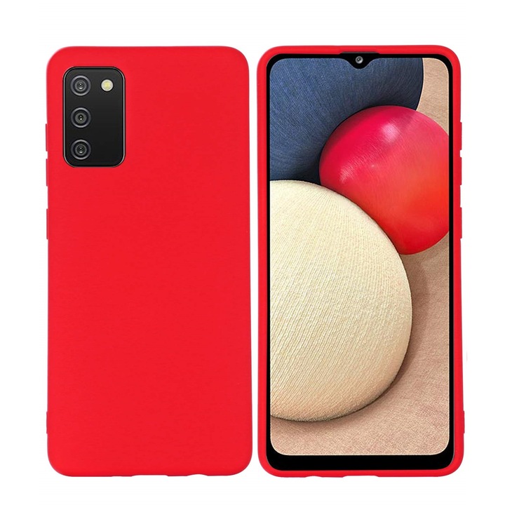 Husa din silicon ultra-slim MATA cu microfibra pe interior, compatibila cu Samsung Galaxy A02s / A03s, Rosu
