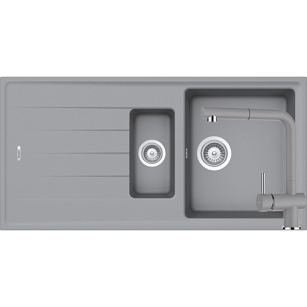 Kit chiuveta Schock Element D-150 1000 x 500 mm si baterie Schock Epos cu Dus Extractibil Croma Cristalite