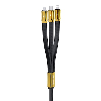 Cablu incarcare 3 in 1, Type C, Lightning, Micro USB to USB, Pyramid®, PD20W, 100W maxim, incarcare rapida, 1.5m lungime, rezistent, WDC-140 Cablu incarcare 3 in 1, Type C, Lightning, Micro USB to USB, Pyramid®, PD20W, 100W maxim, incarcare rapida, 1.5m lungime, rezistent, WDC-140