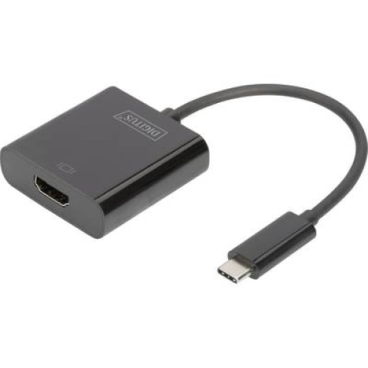 Преходник USB Type-C мъжки към HDMI женски, 4K, кабел 15см, черен, Digitus