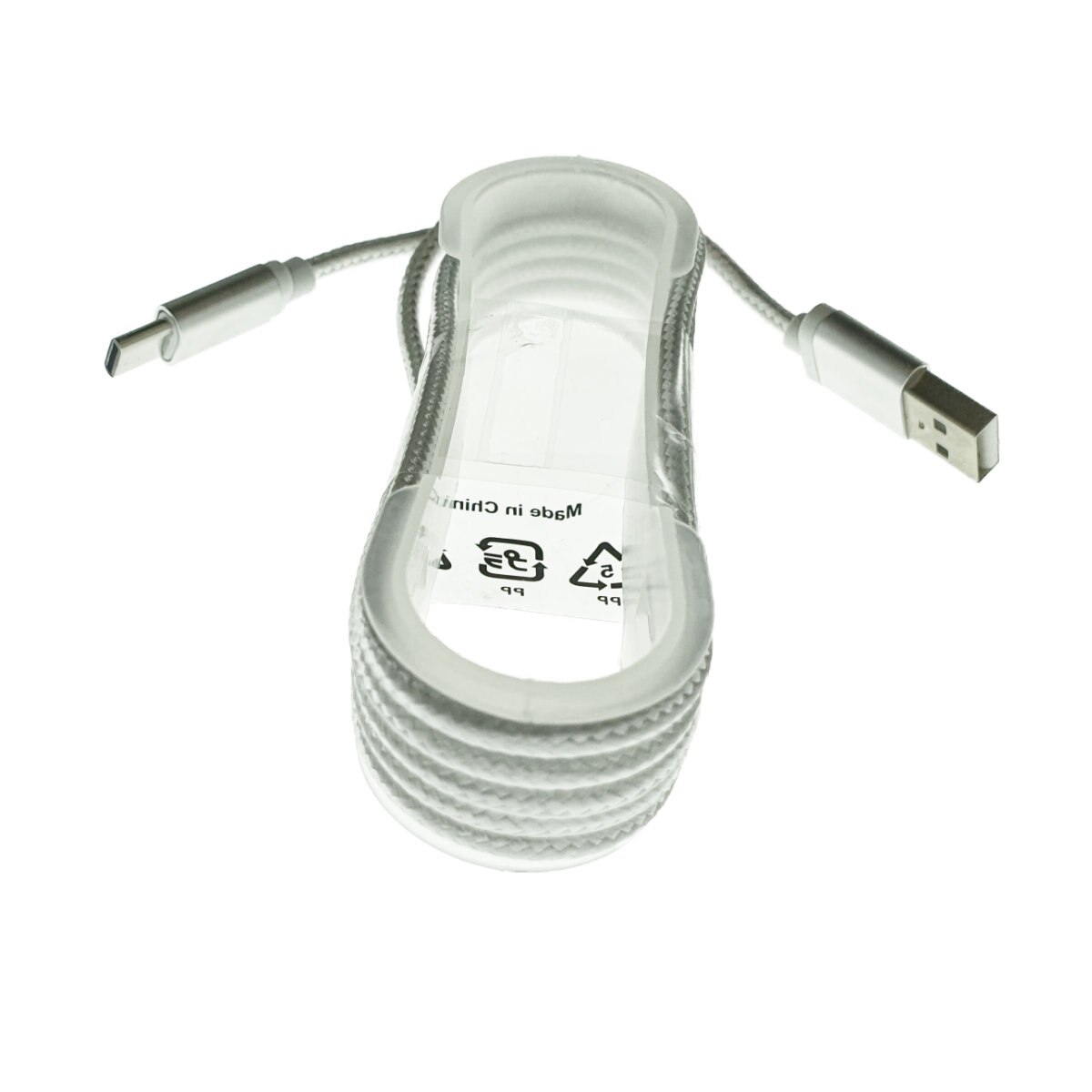 Cablu USB tip C tata la USB A 2.0 tata, invelis textil, 130 cm, alb