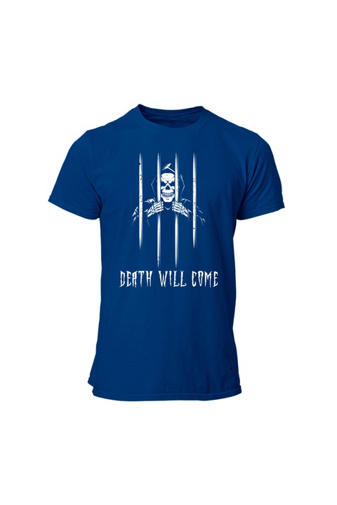Tricou barbati, HAPPYMERCH, Death will come, Albastru, XL INTL