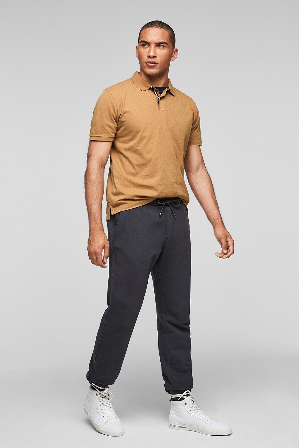 s.Oliver, Tricou polo de bumbac, Cafeniu