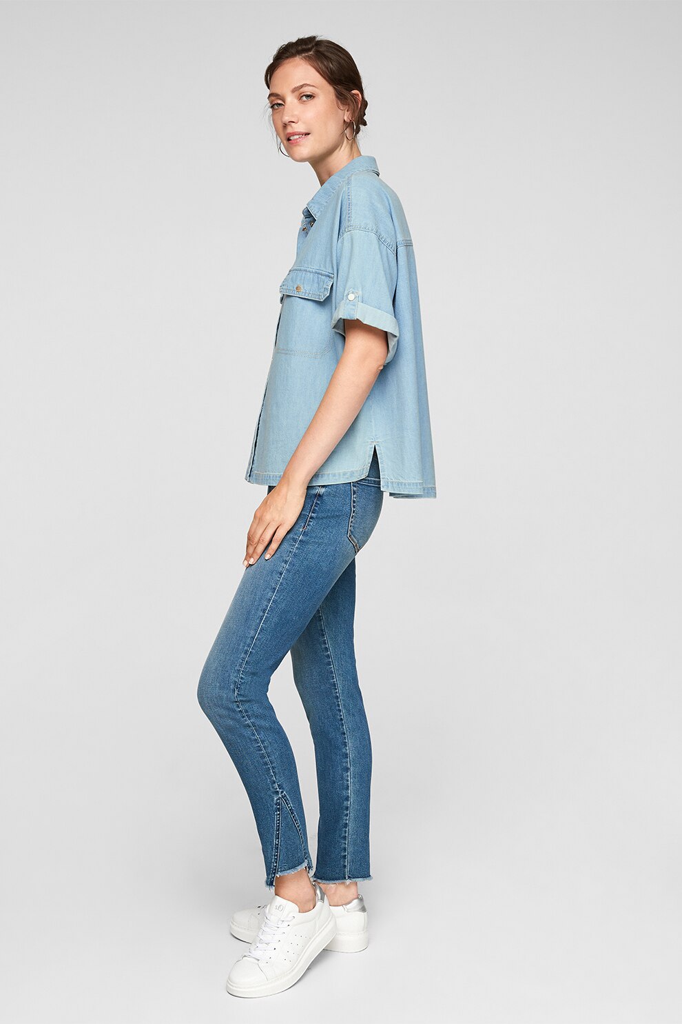 s.Oliver, Camasa lejera din denim, Albastru deschis