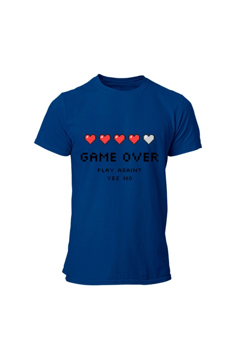 Tricou barbati, HAPPYMERCH, Game over hearts, Albastru, M INTL
