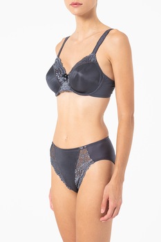 Triumph, Sutien moale cu insertii de dantela Ladyform, Gri carbune Triumph, Sutien moale cu insertii de dantela Ladyform, Gri carbune