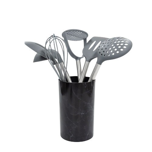 Set ustensile de bucatarie cu suport, 7 buc, Maestro MR-1548 C, negru