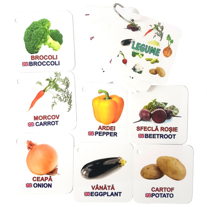 Set de 18 cartonase pe inel - Legume