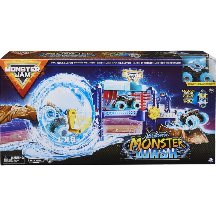 Игрален комплект Monster Jam - Megalodon Monster Wash, Автомивка