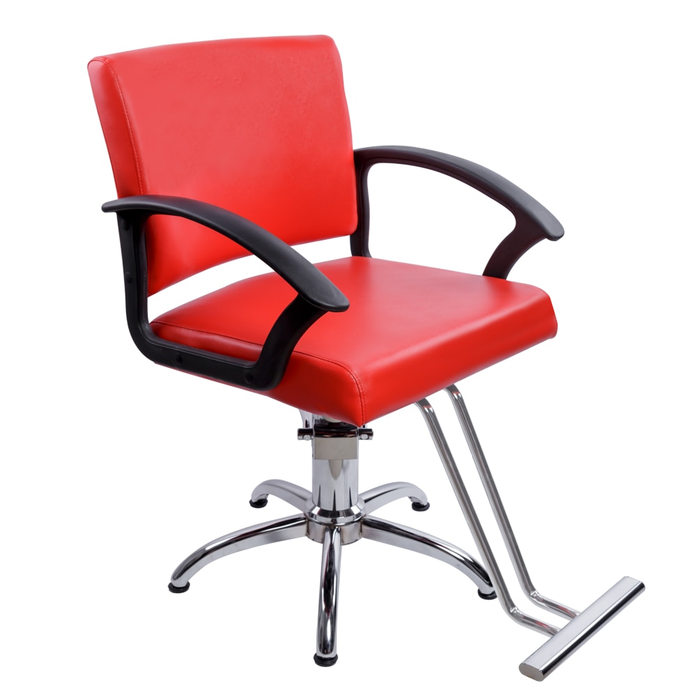 Scaun profesional pentru coafor si frizerie Lila Rossa, Zelta, reglabil pe inaltime, piele ecologica, Rosu 8938