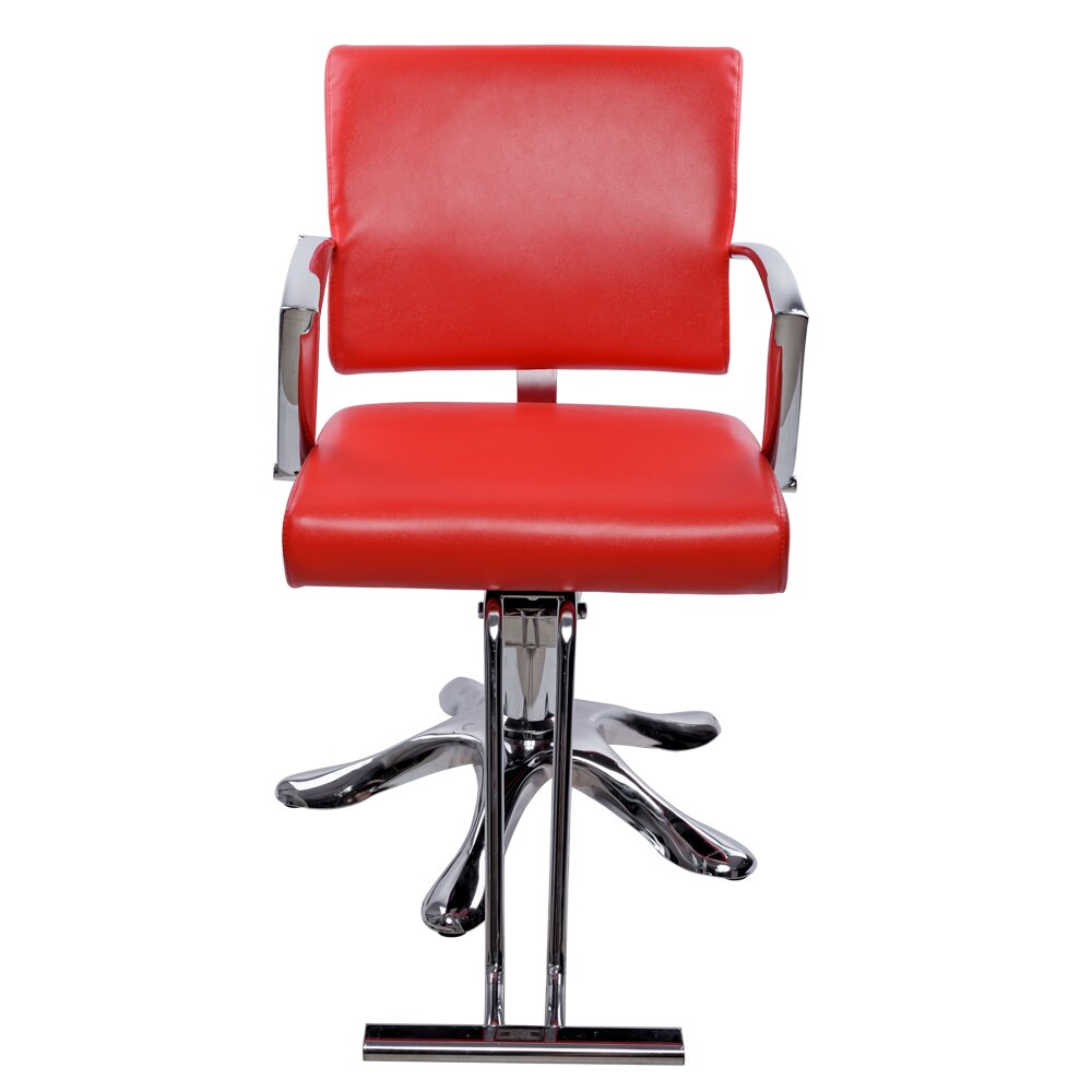 Scaun profesional pentru coafor si frizerie Lila Rossa, Cosia, reglabil pe inaltime, piele ecologica, Rosu 8003