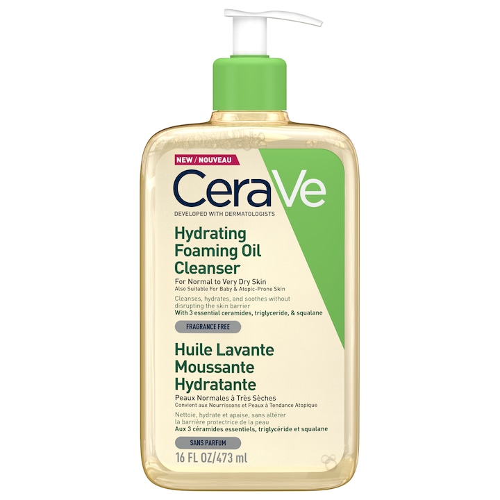 Ulei de curatare spumant si hidratant CeraVe, fata si corp, pentru piele normal-uscata, 473 ml