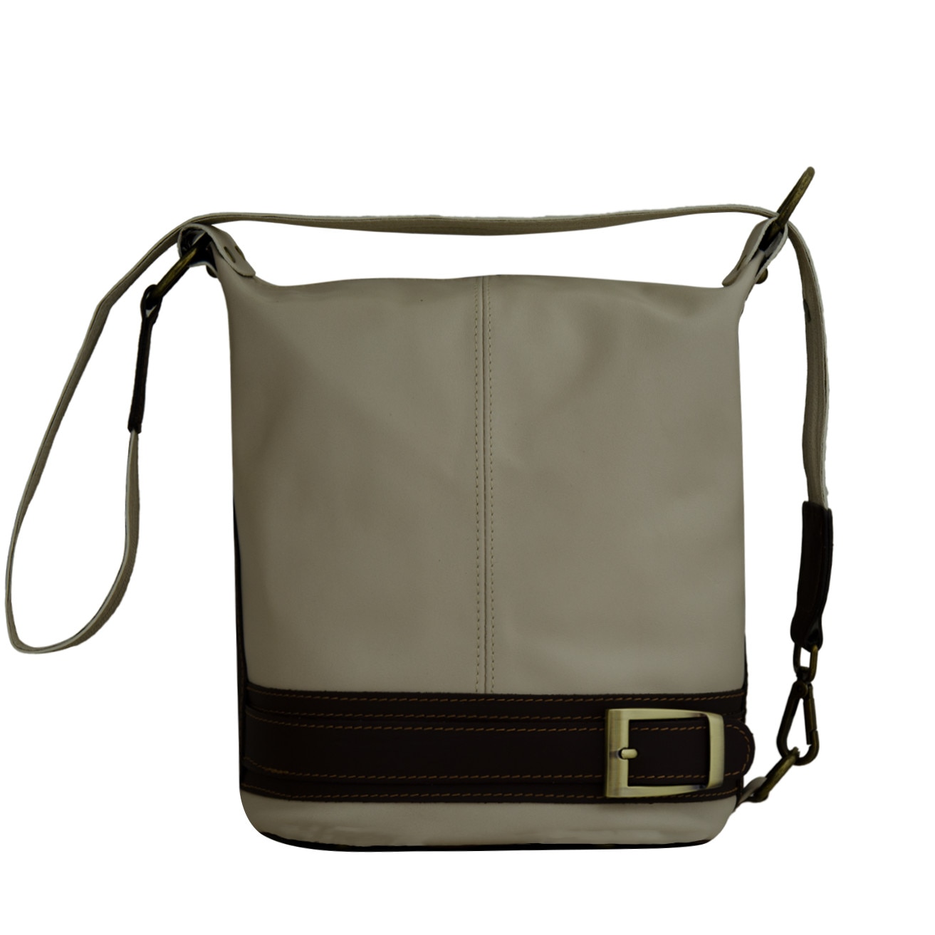 Geanta de dama tip saculet din piele naturala Eva Bags, Irina biege deschis