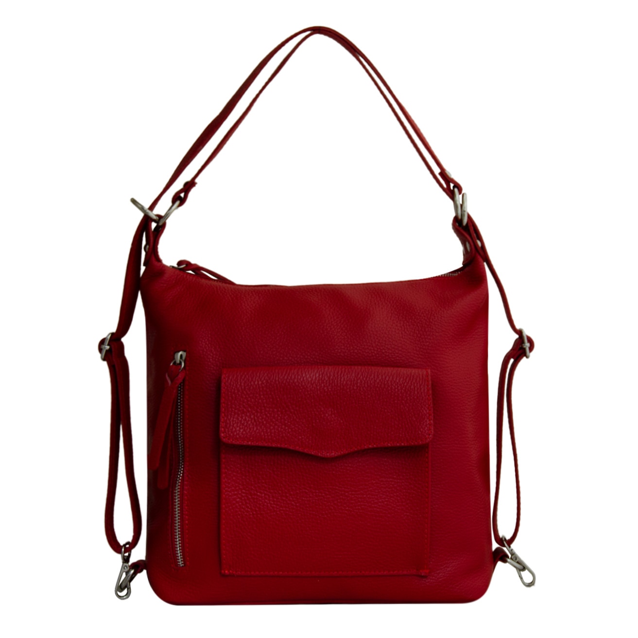 Geanta de dama din piele naturala Eva Bags, Francy rosu