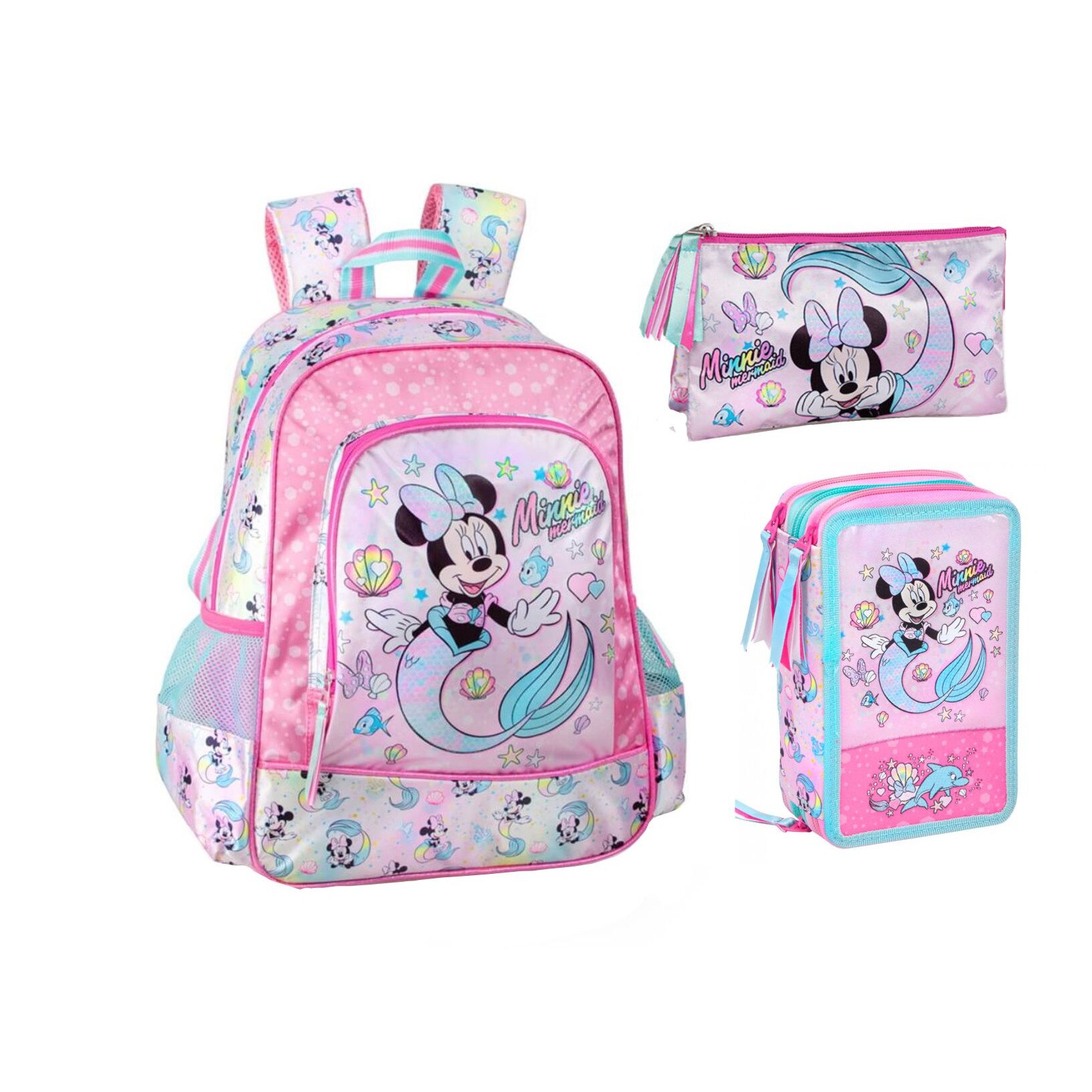 Set Scoala Minnie 2 - Ghiozdan, Penar Echipat, Penar Etui