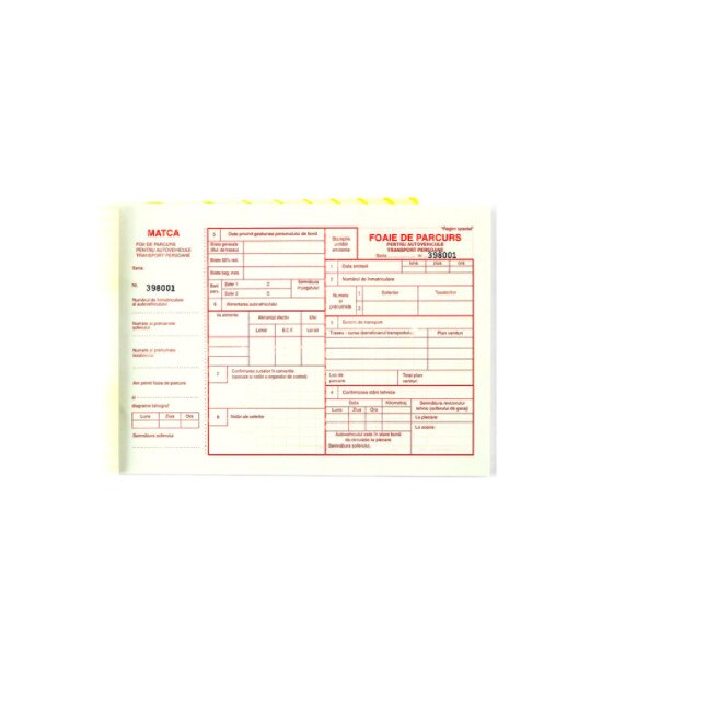 Foaie de parcurs persoane, A4, 100 file