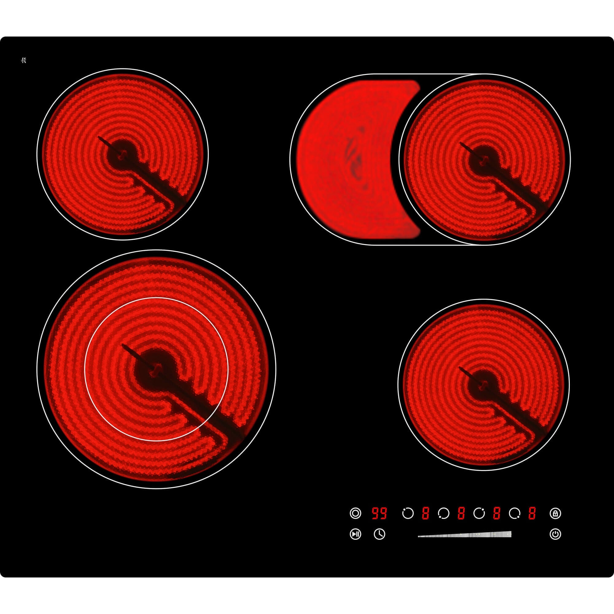 Plita incorporabila vitroceramica Arielli ACH-664T, Electric, 4 zone de caldura, Control touch, Negru