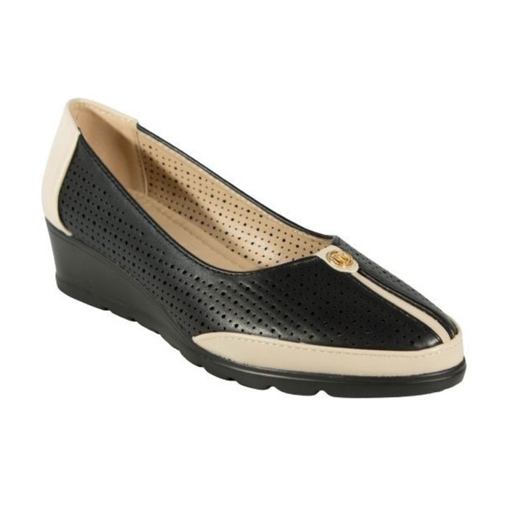 Pantofi Bej negru perforati gel pe talpa 525087